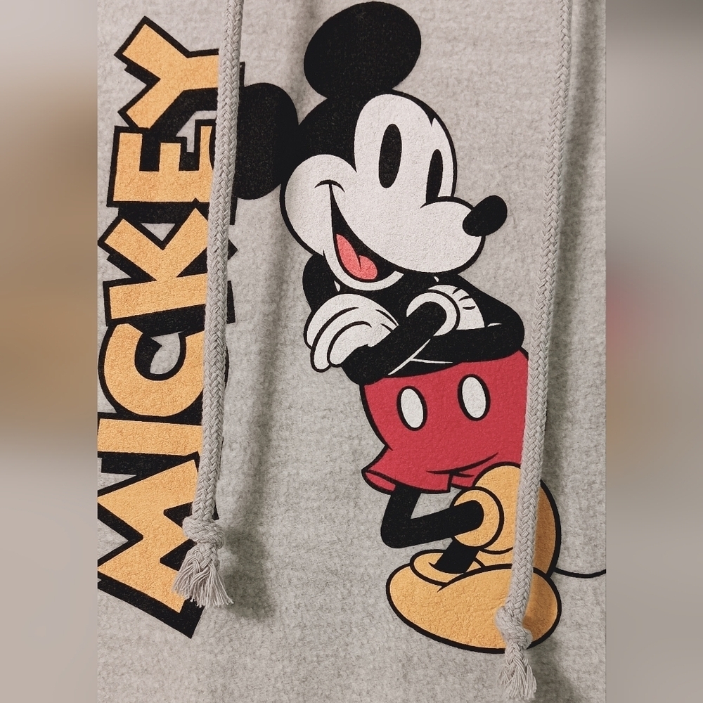 NWT Disney Mickey Mouse Gray Cotton Hoodie Sweater Juniors Size L - Picture 3 of 12